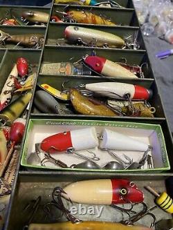 Vintage Tackle Box Full with Lures & Fishing Gear Loaded Heddon