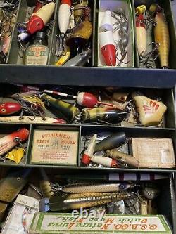 Vintage Tackle Box Full with Lures & Fishing Gear Loaded Heddon