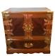 Vintage Tansu Style Asian Jewelry Box Burl Gold Wood Armoir Chest