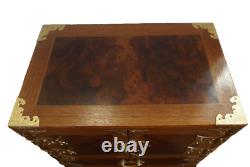 Vintage Tansu Style Asian Jewelry Box Burl Gold Wood armoir chest
