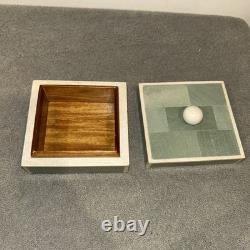 Vintage Tavola by Oggetti Green decorative trinket box withlid 4 x 4 1/4 x 2