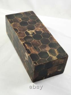 Vintage Tessellated Horn Dresser Box Silver Hinge Colombia Muriel Rudolph