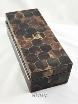 Vintage Tessellated Horn Dresser Box Silver Hinge Colombia Muriel Rudolph