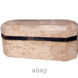 Vintage Tessellated Marble Stone Octagonal Box By Renoir Designs