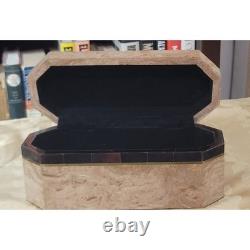 Vintage Tessellated Marble Stone Octagonal Box By Renoir Designs