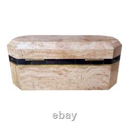 Vintage Tessellated Marble Stone Octagonal Box By Renoir Designs