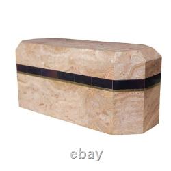 Vintage Tessellated Marble Stone Octagonal Box By Renoir Designs