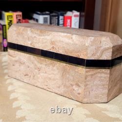 Vintage Tessellated Marble Stone Octagonal Box By Renoir Designs