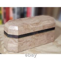 Vintage Tessellated Marble Stone Octagonal Box By Renoir Designs