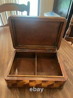 Vintage Theodore Alexander Wooden Parquetry Box Cube Design Hand Made