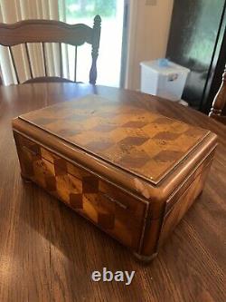 Vintage Theodore Alexander Wooden Parquetry Box Cube Design Hand Made