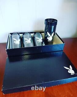 Vintage Thermo-Serve Playboy Plastic Tumbler Glass Set Of 4 In The Original Box