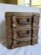 Vintage Three Hands Corp Leather Stacked Suitcase Storage Box Htf Grunge Look