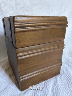 Vintage Three Hands Corp Leather Stacked Suitcase Storage Box HTF Grunge Look