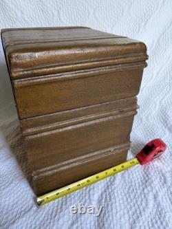 Vintage Three Hands Corp Leather Stacked Suitcase Storage Box HTF Grunge Look