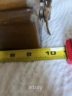 Vintage Three Hands Corp Leather Stacked Suitcase Storage Box HTF Grunge Look