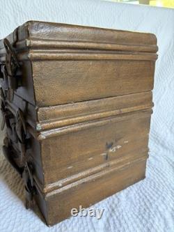 Vintage Three Hands Corp Leather Stacked Suitcase Storage Box HTF Grunge Look