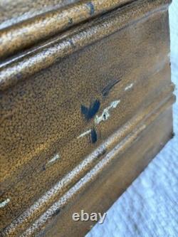 Vintage Three Hands Corp Leather Stacked Suitcase Storage Box HTF Grunge Look