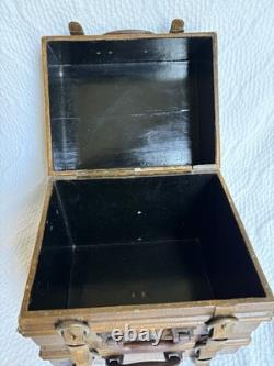 Vintage Three Hands Corp Leather Stacked Suitcase Storage Box HTF Grunge Look