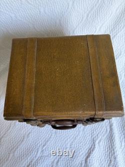 Vintage Three Hands Corp Leather Stacked Suitcase Storage Box HTF Grunge Look