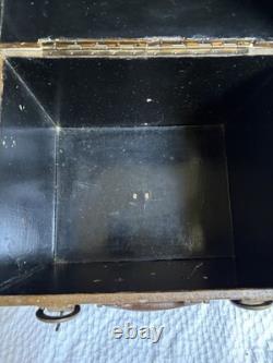 Vintage Three Hands Corp Leather Stacked Suitcase Storage Box HTF Grunge Look