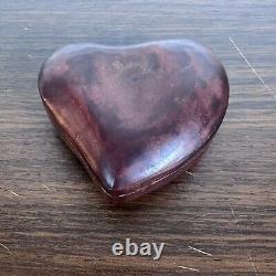 Vintage Tiffany & Co Leather Covered Heart Box by Elsa Peretti Burgundy