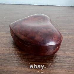 Vintage Tiffany & Co Leather Covered Heart Box by Elsa Peretti Burgundy