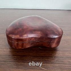 Vintage Tiffany & Co Leather Covered Heart Box by Elsa Peretti Burgundy