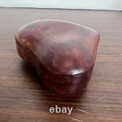 Vintage Tiffany & Co Leather Covered Heart Box by Elsa Peretti Burgundy