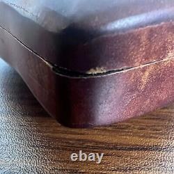 Vintage Tiffany & Co Leather Covered Heart Box by Elsa Peretti Burgundy