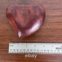 Vintage Tiffany & Co Leather Covered Heart Box by Elsa Peretti Burgundy