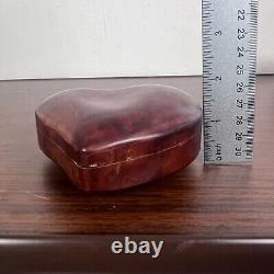 Vintage Tiffany & Co Leather Covered Heart Box by Elsa Peretti Burgundy