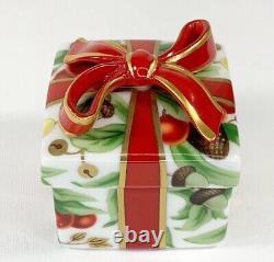 Vintage Tiffany & Co Trinket Ring Box Christmas Gift Ceramic Japan Bow Acorns 2