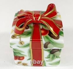 Vintage Tiffany & Co Trinket Ring Box Christmas Gift Ceramic Japan Bow Acorns 2