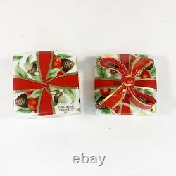 Vintage Tiffany & Co Trinket Ring Box Christmas Gift Ceramic Japan Bow Acorns 2