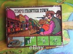 Vintage Timpo 260 Wild West Frontier Town Buildings & Cowboys & Playmat Boxed