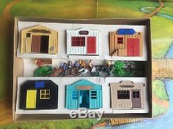 Vintage Timpo 260 Wild West Frontier Town Buildings & Cowboys & Playmat Boxed
