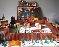 Vintage Timpo Wild West Fort Boxed + Other Town Buildings, Wagons, Cowboys Etc