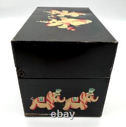 Vintage Tin Metal Recipe Box, Pink Elephants & Cocktails Very Rare, Lot #175
