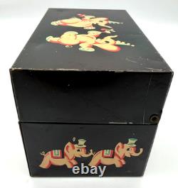Vintage Tin Metal Recipe Box, Pink Elephants & Cocktails Very Rare, Lot #175