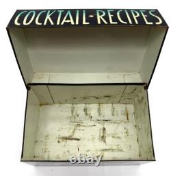 Vintage Tin Metal Recipe Box, Pink Elephants & Cocktails Very Rare, Lot #175