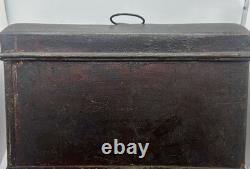 Vintage Toleware Hand Painted Metal Box with latch and ring handle