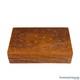 Vintage Traditional Walnut & Brass Inlay Carved Storage Box