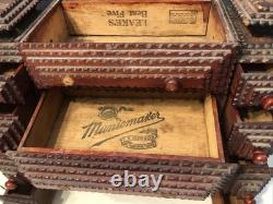 Vintage Tramp Art Wooden Box 15.5x12x6.5 folk art antique jewelry keepsake