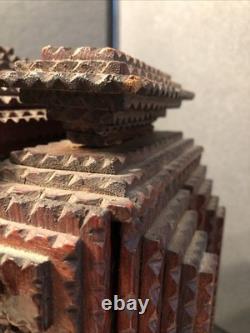 Vintage Tramp Art Wooden Box 15.5x12x6.5 folk art antique jewelry keepsake