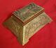 Vintage Trapezohedron Shaped Exotic Design Gold Box. Classic Mythology Figures