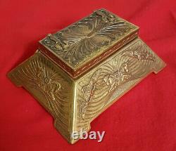 Vintage Trapezohedron Shaped Exotic Design Gold Box. Classic Mythology Figures