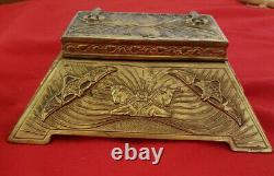 Vintage Trapezohedron Shaped Exotic Design Gold Box. Classic Mythology Figures