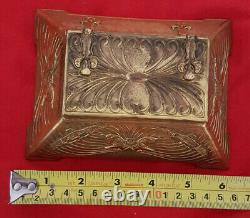 Vintage Trapezohedron Shaped Exotic Design Gold Box. Classic Mythology Figures