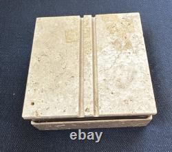 Vintage Travertine Marble Italy Trinket Box with brass hinges